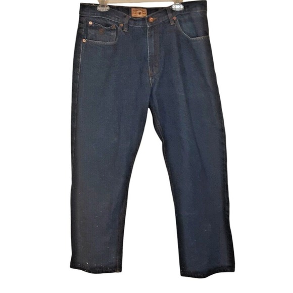 Rocawear Denim Jeans Mens 36x30 Dark Blue Straight Fit Speckled Leg 5 Pocket - Picture 10 of 10